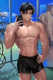 original, black male underwear, phone, 1boy, boxer briefs - Anime R34