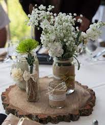 Rustic Mason Jar Wedding Centerpiece Set Of 3 Wedding Centerpieces Mason Jars Wedding Centerpieces Wedding Floral Centerpieces