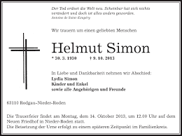 Traueranzeigen von Helmut Simon