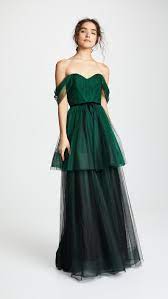 Marchesa Notte Ombre Tulle Tiered Gown In Emerald Green Lyst