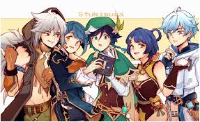 Genshin Impact 4 Stars Team By Stukimura On Deviantart In 2020 Anime Art Cartoon Fan Art