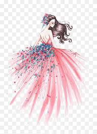 Playing the online dress up games might be even more enjoyable when you share it with your friends on facebook. Fashion Girl Long Haired Girl Drawing Girls Pink Dress Png Pngwing