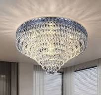 Candelabro de prismas de cristal de 6 luces de 19.7 pulgadas de montaje  empotrado para sala de estar, vestíbulo, comedor, pasillo, dormitorio,  acabado ...