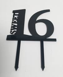 Download Cake Topper Birthday Sweet 16 Acrylic Black Gc Creations For You