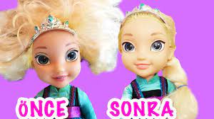 kralice elsa oyuncak bebek saci nasil duzeltilir yipranmis saclara bakim evciliktv youtube