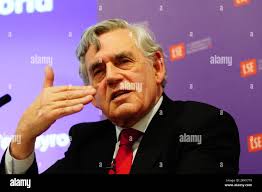 Former Labour prime minister Gordon Brown delivers a speech at the London  School of Economics. Picture date: Wednesday September 27, 2023 Stock Photo 