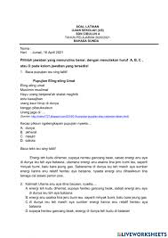 Jul 11, 2021 · soal pilihan ganda bahasa sunda kelas 8 ini sudah dilengkapi beserta kunci jawaban bahasa sunda kelas 8 kurikulum 2013. Soal Latihan Us Bahasa Sunda Worksheet
