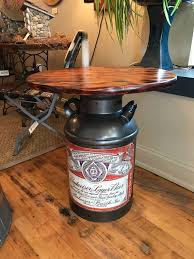 Milk Can Coffee Table Budweiser Coffee Table Made From An Old Milk Can I Added The Vintage Budweise Old Milk Cans Harley Davidson Decor Milk Can Coffee Table