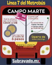 Linea 7 Metrobus Mexico Campo Marte Indios Verdes Santa Fe Subrayadomx Subrayado Infografia Ilustration Map