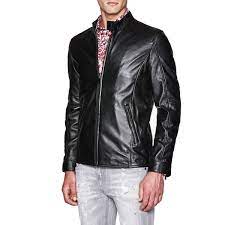 Politix Skelter Leather Jacket Black