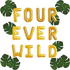 Amazon Com 13 Pcs Jevenis Four Ever Wild Balloon Forever Wild Birthday Party 4 Ever Wild Party Decoration Wild Birthday Party Fourth Birthday Zoo Animal Party