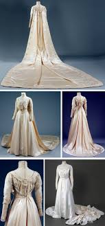 Wedding Dress Liberty Of London Ca 1905 Cream Silk Satin W Low Round Neck Pendant Girdle Emulati Antique Wedding Dresses Vintage Gowns Historical Dresses