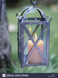 Garden Garden Lantern Candle Burn Outside Metal Lantern Candle Light Wax Candle Lighting Light Flame Shine Product Photography Stock Photo Alamy