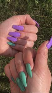 Nails Edgy Grunge Acrylic Aesthetic Mismatch Coffin Stiletto Gel Fake Nails Acrylicnailsdesigns Grunge Nails Fake Nails Edgy Nails