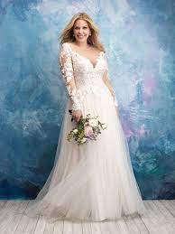 Allure Women S W435 Long Sleeve Wedding Dress Long Sleeve Lace And Beaded Wedding D Allure Wedding Dresses Plus Wedding Dresses Wedding Dress Long Sleeve