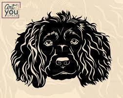 Black And White Springer Spaniel Clipart English Springer Spaniel Svg Dog Svg Files For Cricut Face Etsy English Springer Spaniel Boykin Spaniel Digital Artwork