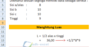 Di sini, kamu akan belajar tentang luas segitiga dengan trigonometri melalui video yang dibawakan oleh bapak anton wardaya. Cara Menghitung Luas Dan Keliling Segitiga Dengan Menggunakan Rumus Excel Adhe Pradiptha