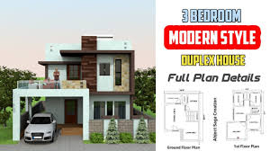 Exiting the kitchen is a wash area and the ground floor is provided with a common toilet. 3 Bedroom Modern Style Duplex House Design Full Floor Plan Details Youtube