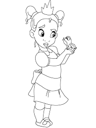More the princess and the frog coloring pages. Young Tiana With Frog Coloring Page Free Printable Coloring Pages For Kids
