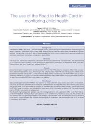 pdf the use of the road to health card in monitoring child