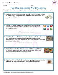 Two Step Algebraic Word Problems Worksheet Word Problems Word Problem Worksheets Teacher Resources