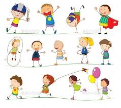 Illustration Of Simple Kids Playing Kids Playing Drawing For Kids Kids Vector