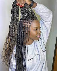 Loose Box Braids With Curls African Hair Braiding Styles Black Girl Braided Hairstyles Braided Hairstyles For Black Women