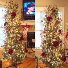 Olive Green Deep Red Burgundy Gold And Brown Rustic Traditional Christmas Tree Nativity Theme Traditional Christmas Tree Gold Christmas Tree Christmas Tree