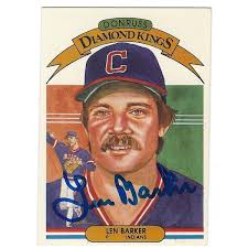 Autographed LEN BARKER 1982 Donruss Diamond King