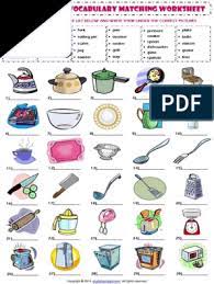 Check spelling or type a new query. Kitchen Utensils Esl Vocabulary Matching Exercise Worksheet Spoon Kitchen