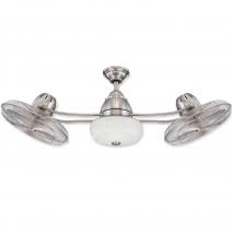 The cage free gyro ceiling fan with light features a brushed nickel motor with silver blades or an oil rubbed bronze motor with medium maple blades, both with etched opal glass. Dual Ceiling Fans Double Headed Ceiling Fan Twin Motors Modernfanoutlet Com