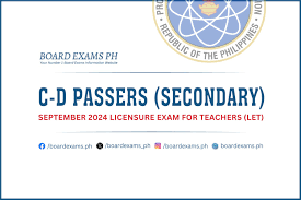 C-D PASSERS (Secondary Level): September 2024 Licensure Exam for Teachers  List of Passers