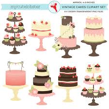 Classic Vintage Cakes Clipart Set Clip Art Rustic Cake Etsy Cake Clipart Vintage Cake Rustic Cake
