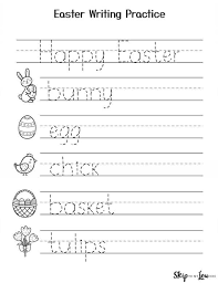 Each of the cursive writing worksheets has a cute easter theme and practice lines for children to spell their favorite holiday words like basket. Easter Worksheets Skip To My Lou