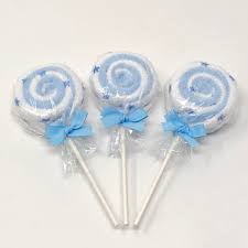 Blue Washcloth Lollipops Set Of 3 Baby Boy Shower Gift Etsy