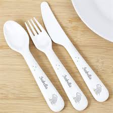 Personalised First Cutlery Set With Elephant Design Fmag