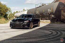 Mercedes Amg E63s Estate Goes For All Black Look With Satin Bronze Wheels Carscoops Mercedes Amg Vossen Wheels E63 Amg S