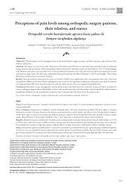 PDF) Perceptions of pain levels among orthopedic surgery patients, their  relatives, and nurses