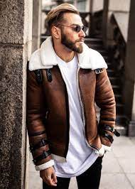 See more ideas about shearling jacket, shearling, mens outfits. Ss Street Aviator Leather Shearling Jacket Camel Style Shop