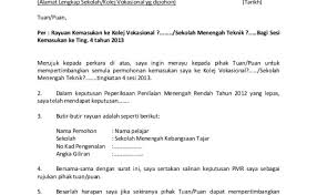 Sejatinya, sebuah garis pembatas pada kop surat berperan sangat penting agar surat resmi yang kita buat. Cara Membuat Surat Rayuan Kolej Vokasional Contoh 408 Cute766