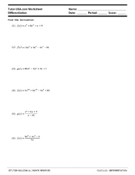 Free calculus worksheets with solutions, in pdf format, to download. 33 Derivative Worksheet With Solutions Worksheet Project List