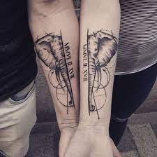 Couple Elephant Tattoo Friend Tattoos Elephant Tattoos Friendship Tattoos