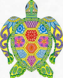 Circular mandala with flower petals. Turtle Zentangle Coloring Turtle Art Turtle Painting Sea Turtle Art