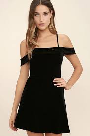 My Kind Of Romance Black Velvet Off The Shoulder Dress Off Shoulder Cocktail Dress Dresses Black Skater Dress