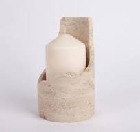 Bougeoir en travertin beige, Bougeoir en pierre naturelle ...