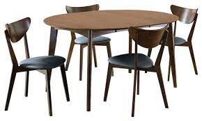 The pedestal table base with stylishly curved legs allows for ample leg room even when seating large groups around the table. Coaster Malone Mid Century Modern Round 5 Piece Dining Set Midcentury Dining Sets By Gwg Outlet Houzz