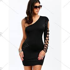 One Shoulder Criss Cross Bodycon Dress 1 99 Check Out All Of The Other Specials Before They Are Gone Affilia Clothes For Women Dresses Black Bodycon Dress