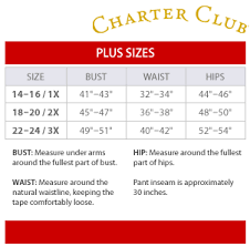 Charter Club Plus Size Chart Via Macys In 2019 Size Chart