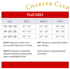 charter club plus size chart via macys in 2019 size chart