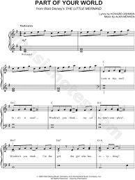 Part Of Your World From The Little Mermaid Sheet Music Easy Piano In G Major Download Print Sheet Music Piano Music Piano Songs